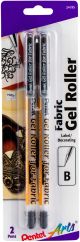 Gel Roller Fabric Pens 1Mm 2 Per Pkg Black