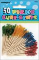 Frilled Picks 2.5 Inch 50 Per Pkg Assorted Colors