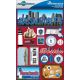 Reminisce Jet Setters State Dimensional Stickers 4.5 Inch X7.5 Inch Massachusetts