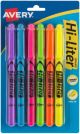 Avery Hi Liter Pen Style Highlighters 6 Per Pkg Assorted Colors