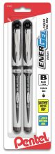 Pentel EnerGel Deluxe Roller Ball Liquid Gel Pen 1.0mm 2 Per Pkg Black