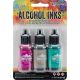 Tim Holtz Alcohol Ink .5oz 3 Per Pkg Valley Trail Raspberry Pebble Clover