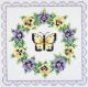 Janlynn Stamped Cross Stitch Quilt Blocks 18 inch X18 inch 6 Per Pkg Pansy Wreath