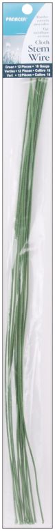 Cloth Covered Stem Wire 18 Gauge 18 Inch 12 Per Pkg Green