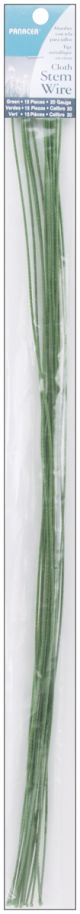 Cloth Covered Stem Wire 20 Gauge 18 Inch 15 Per Pkg Green