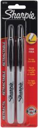 Sharpie Fine Point Retractable Permanent Markers 2 Per Pkg Black