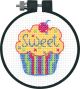 Dimensions/Learn A Craft Counted Cross Stitch Kit 3 inch Round Cupcake 11 Count 