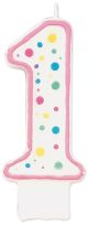 Polka Dot Numeral Candle 3 Inch 1 Per Pkg 1 Pink