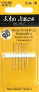 John James Embroidery Hand Needles Size 10 Short