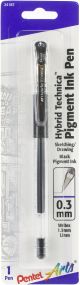 Pentel Hybrid Technica Liquid Gel Pen .3mm 1 Per Pkg Black