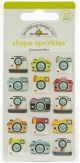 Doodlebug Sprinkles Adhesive Glossy Enamel Shapes Picture Perfect I Heart Travel