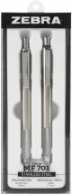 Zebra M F 701 Stainless Steel Pen and Pencil Gift Set 2 Per Pkg Pen 0.8mm and Mechanical Pencil 0.7mm