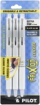 Pilot FriXion Ball Clicker Erasable Extra Fine Point 3 Per Pkg Black 