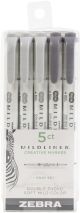 Zebra Mildliner Double Ended Highlighters 5 Per Pkg Gr