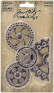 Idea Ology Metal Industrial Gears 1.5 inch To 3 inch 4 Per Pkg Antique Nickel
