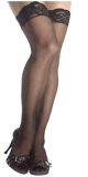 Womens Plus Size Thigh High Stockings with Silicone Lace Top Black