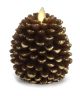 Luminara Flameless Candle Pine Cone Shape Brown with Gold Accents