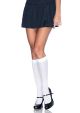 Womens Nylon Opaque Knee Highs Hosiery White One Size