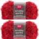 Spinrite Red Heart Scrubby Sparkle Yarn Strawberry Pack of 2 Skein