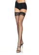  2 Pair Womens Fishnet Stockings with Stay Up Lace Top Black