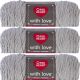 Spinrite Red Heart With Love Yarn Light Grey Pack of 3 Skein
