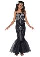 Skeleton Mermaid Girls Tween Costume Black Small 8 10 