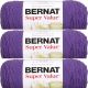Spinrite Bernat Super Value Solid Yarn Light Damson Pack of 3 Skein
