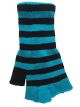 Halloween Wholesalers Striped Short Fingerless Gloves Black and Teal 