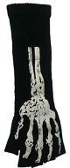 Halloween Wholesalers Striped Short Fingerless Gloves with Skeleton Print Black and Pink 