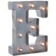 Metal Marquee Letter E Galvanized Silver 9.875 Inches