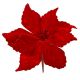 Christmas Floral Red Velvet Poinsettia Pick with Red Glitter