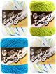 Spinrite Lily Sugar n Cream Limited Edition 100 Percent Cotton Yarn Curated Summer Print Hot Blue Hot Green Pack of 4 Skein 