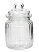 Glass Canister With Lid Ribbed Clear 3 X 4.9375 Inches