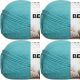 Spinrite Bernat Satin Solid Yarn Aqua Pack of 4 Skein