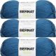 Spinrite Bernat Satin Solid Yarn Teal Pack of 3 Skein