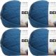 Spinrite Bernat Satin Solid Yarn Teal Pack of 4 Skein