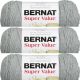 Spinrite Bernat Super Value Solid Yarn Soft Grey Pack of 3 Skein