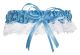 Garter Cobalt Satin And White Lace With Bow