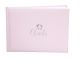 Guest Book Pink With Silver Embossed Footprints 8.5 X 6 Inches