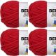 Spinrite Bernat Blanket Brights Yarn Race Car Red Pack of 4 Skein