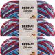 Spinrite Bernat Blanket Brights Big Ball Yarn Red White and Boom Variegated Pack of 3 Skein