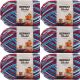 Spinrite Bernat Blanket Brights Big Ball Yarn Red White and Boom Variegated Pack of 6 Skein