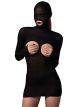 Womens Kink Opaque Masked Cupless Mini Dress with Bare G String Back Black One Size
