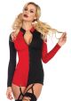 Two Tone Harlequin Romper Black and Red Women Large