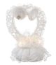 Cake Topper Lace Heart Bells White with Silver Hearts and Swan