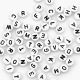 Plastic Alphabet Beads 7mm Round White With Black Letters 7mm