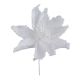 Velvet Poinsettia Pick White/Silver 6 X 10 Inches