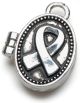 Prayer Box metal Charm Oval with Cause Ribbon Antique Silver