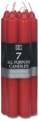 All Purpose Unscented Taper Candles Red 7 Inch