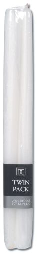 Unscented Taper Candles 12 Inch White